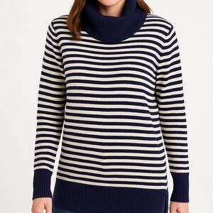 GAP Y2K Nautical Navy & Cream Classic Retro Stripe Cowl-Neck Sweater (Women’s S)